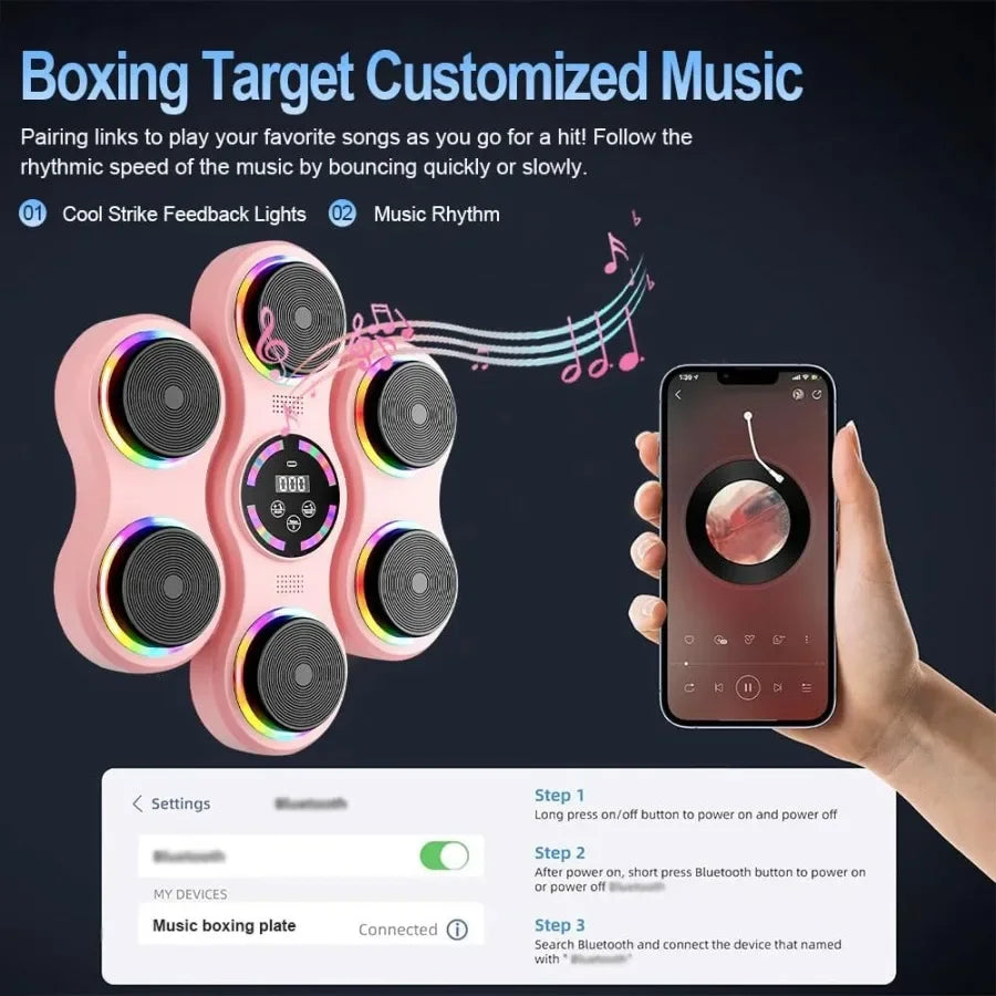 Bluetooth Smart WallMounted Punching Trainer for Home Office Gym AudioEnabled Music Boxing Machine with Interactive Workout Fee