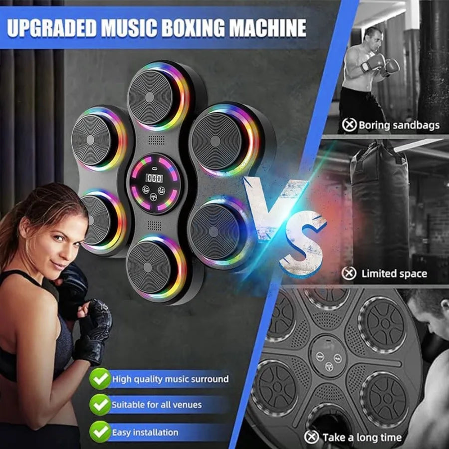 Bluetooth Smart WallMounted Punching Trainer for Home Office Gym AudioEnabled Music Boxing Machine with Interactive Workout Fee