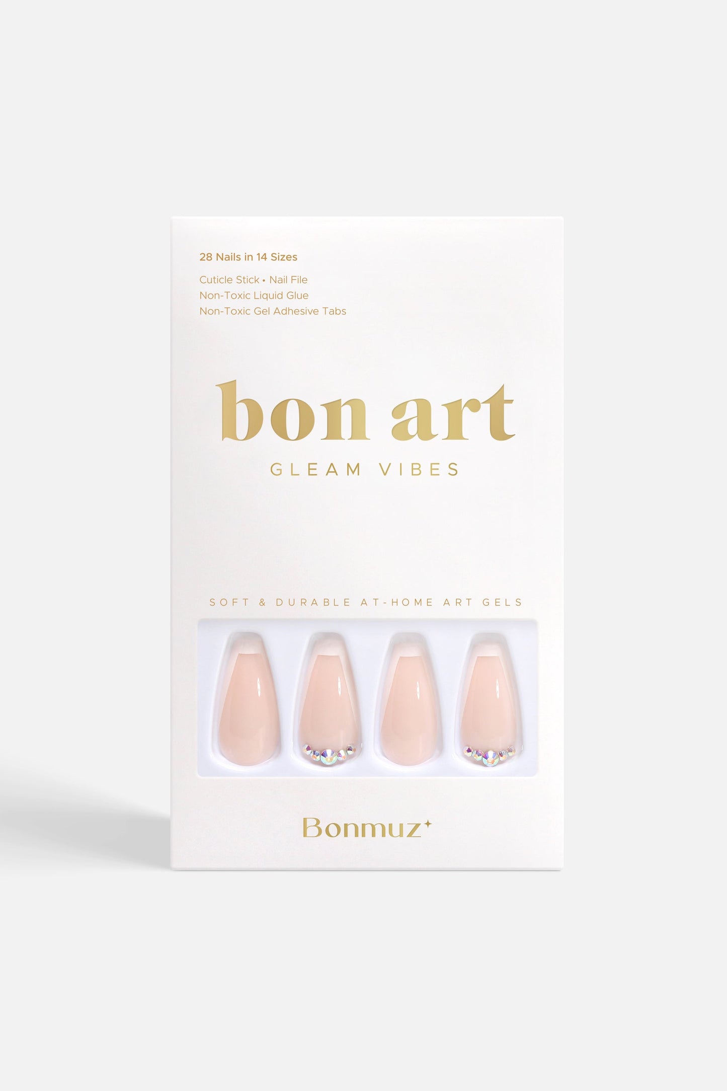 Bonmuz Beige Twinkle | Soft & Durable Press - On Nails - GloMode