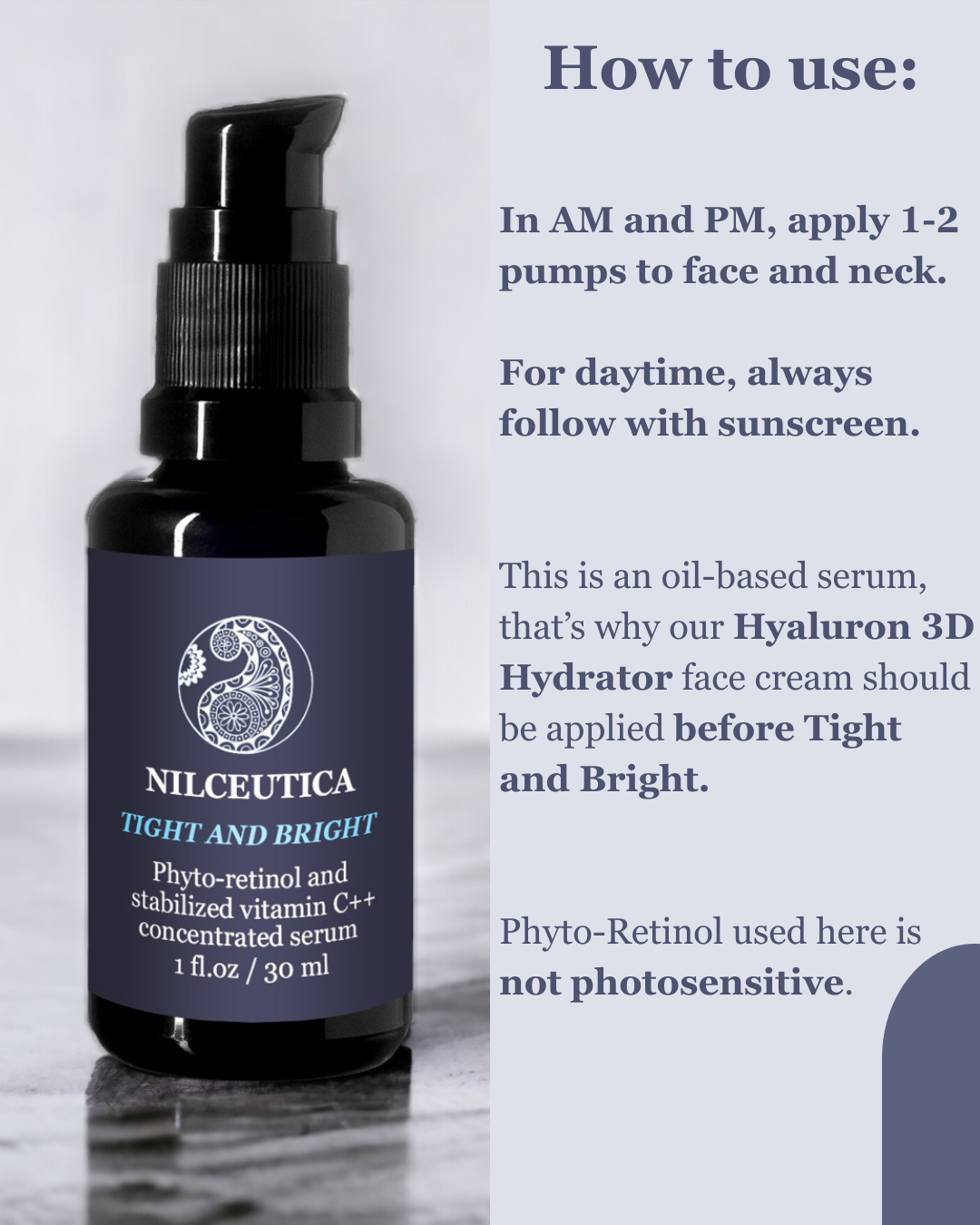 TIGHT AND BRIGHT, an Advanced Gentle Phyto-Retinol and Vitamin C Serum, 12 Innovative Technologies, 55% High-Performance Cosmeceuticals