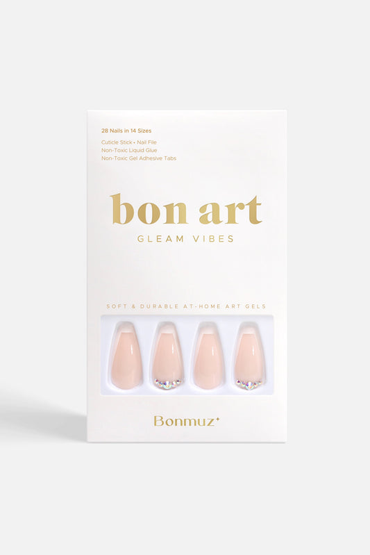 Bonmuz Beige Twinkle | Soft & Durable Press - On Nails - GloMode