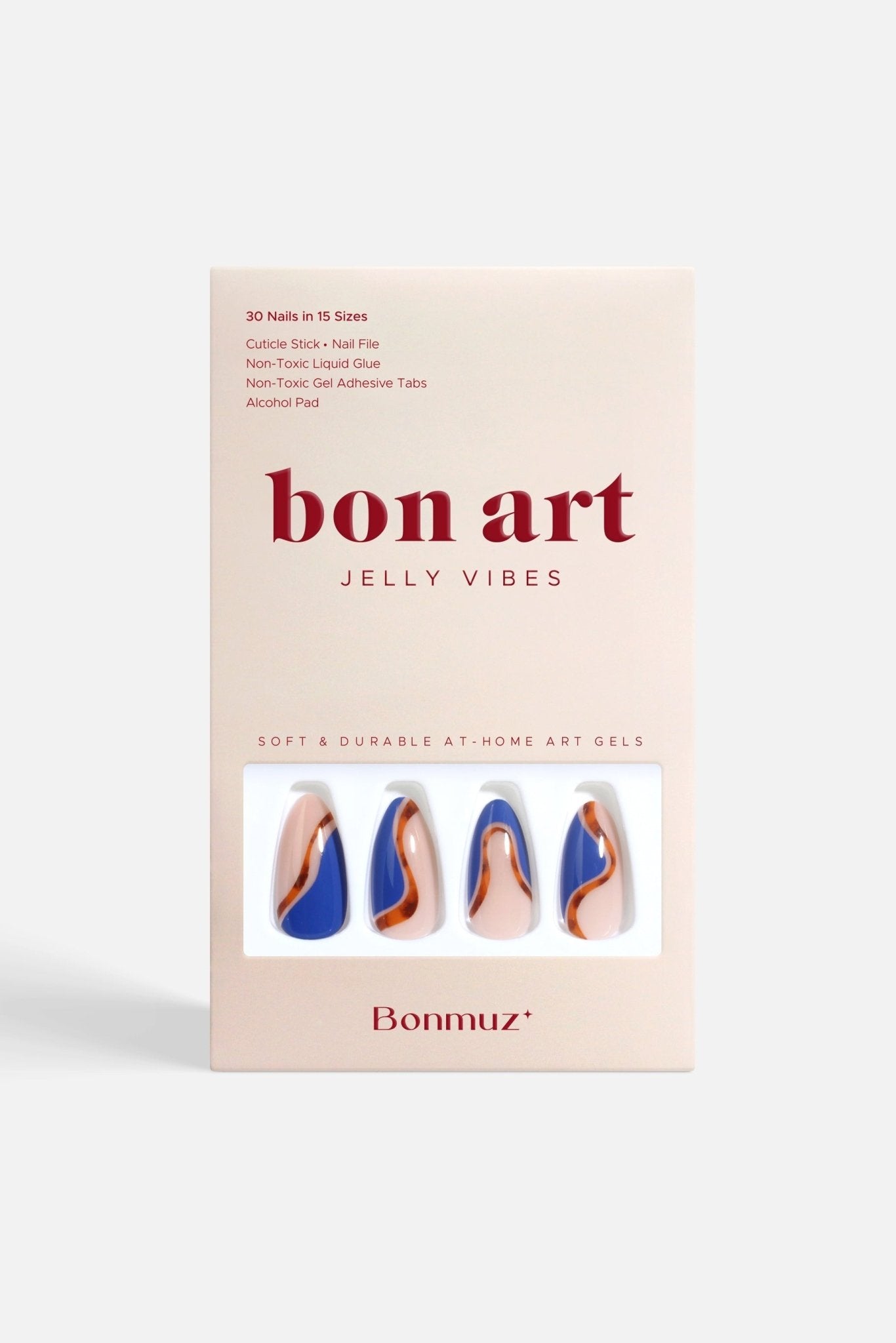 Bonmuz Cobalt Safari | Soft & Durable Press - On Nails - GloMode