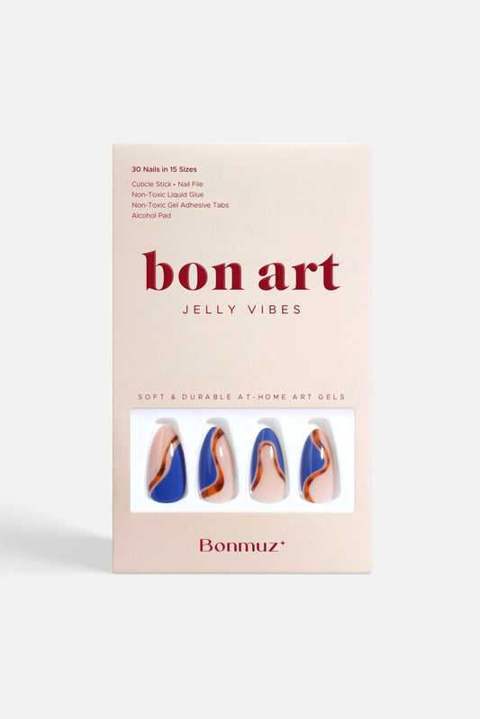 Bonmuz Cobalt Safari | Soft & Durable Press - On Nails - GloMode