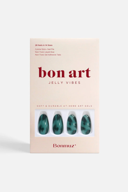 Bonmuz Emerald Amber | Soft & Durable Press - On Nails - GloMode