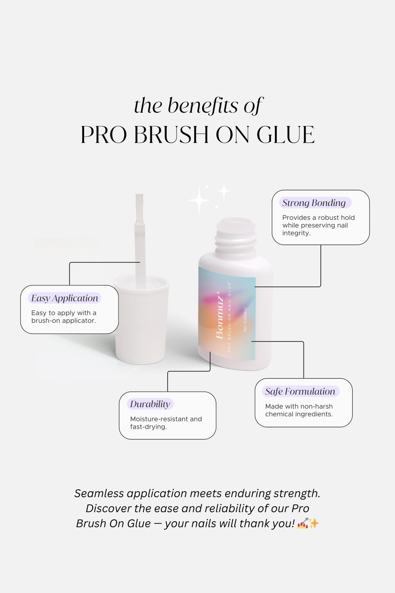 Bonmuz Pro Brush - On Nail Glue - GloMode