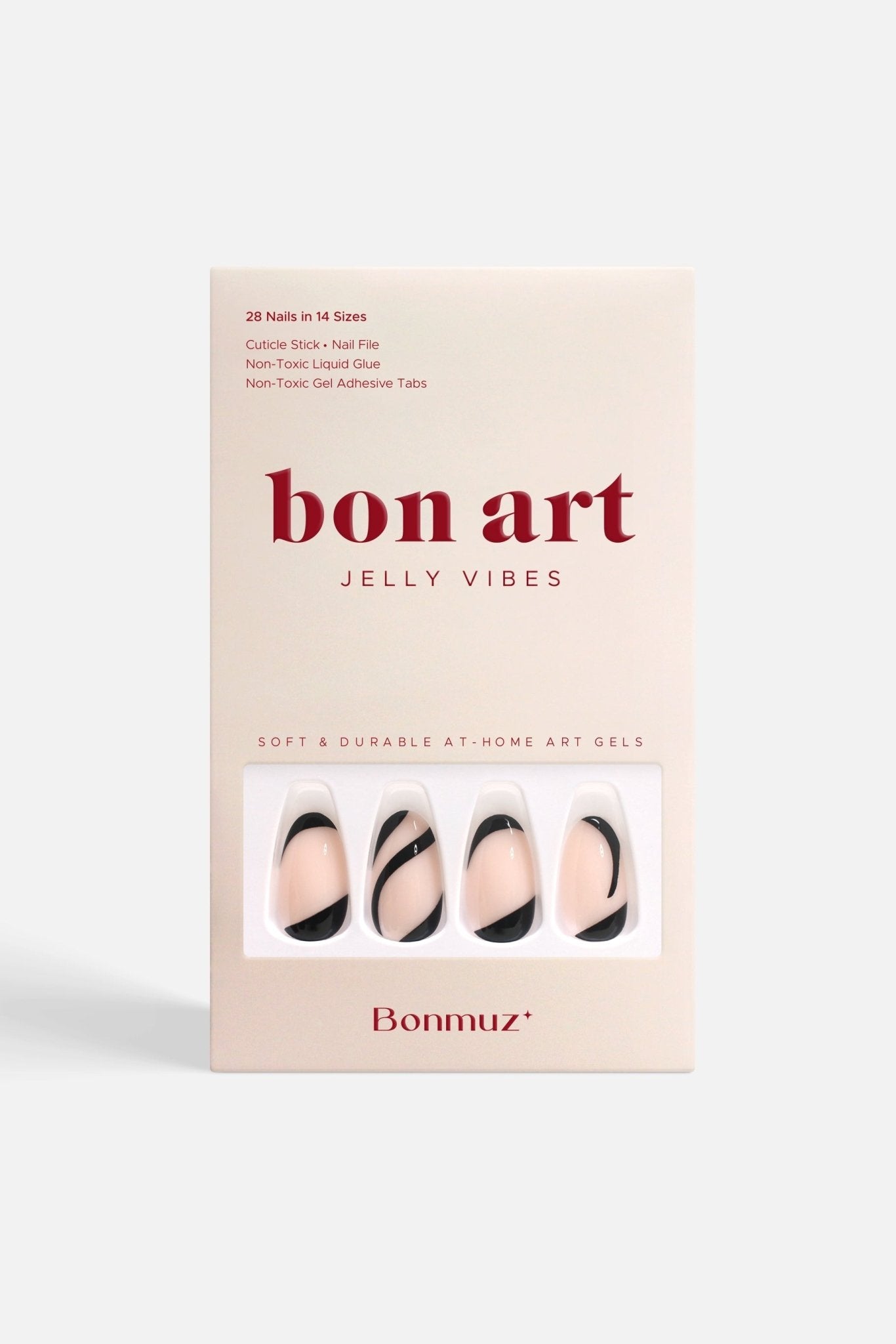 Bonmuz Satin Black | Soft & Durable Press - On Nails - GloMode