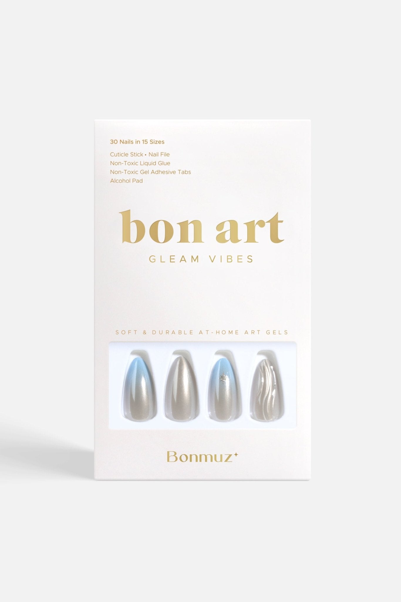 Bonmuz Silver Tide | Soft & Durable Press - On Nails - GloMode
