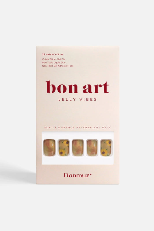 Bonmuz Sunflower Watercolor | Soft & Durable Press - On Nails - GloMode